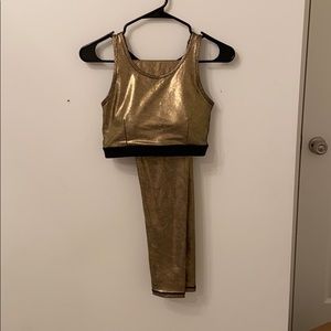Gold shiny workout sports bra plus leggings